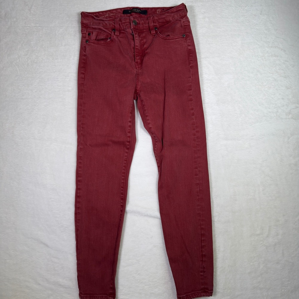 Liverpool Los‎ Angeles Petite High Rise Ankle Skinny Jeans Size 2/26 Red